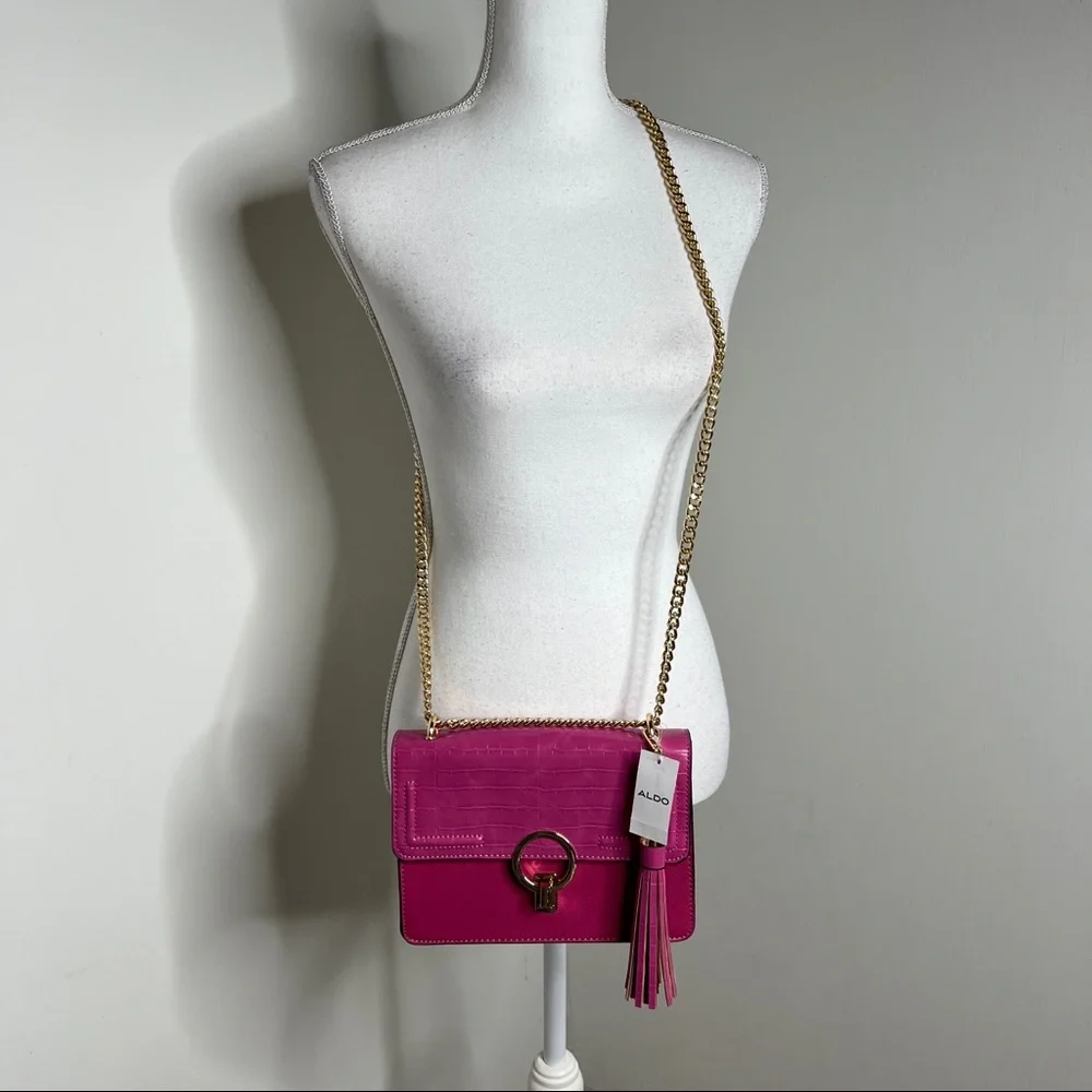 ALDO Wendamare Fuchsia Pink Chain Crossbody Shoulder Bag NWT